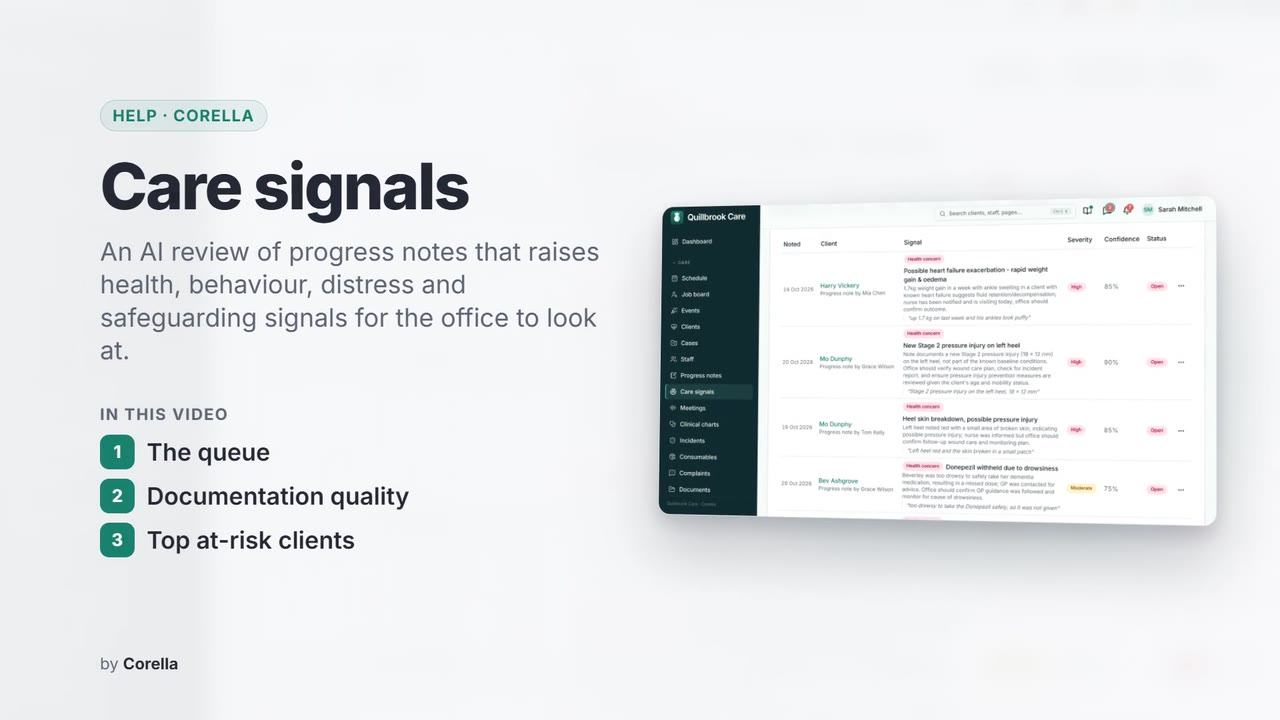 Care signals: the video's title card