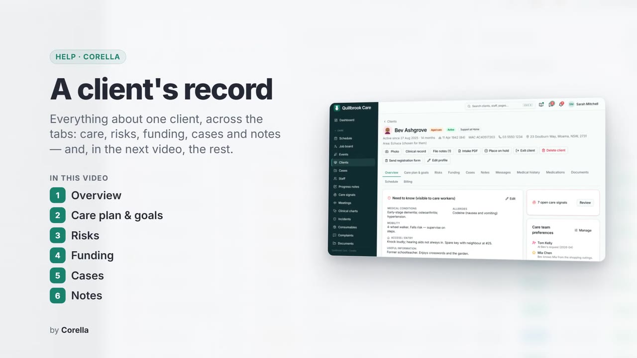 A client's record: the video's title card