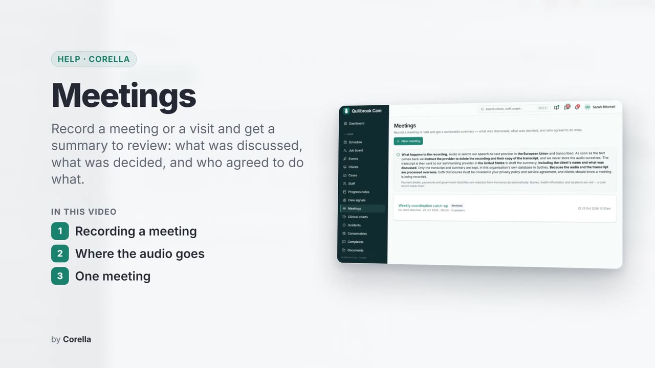 Meetings: the video's title card