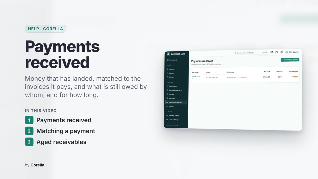 Payments received: the video's title card