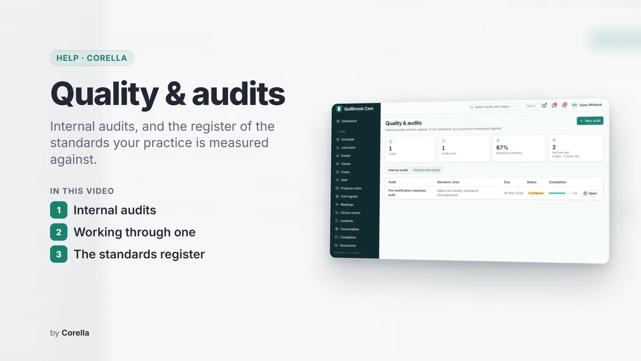 Quality & audits: the video's title card
