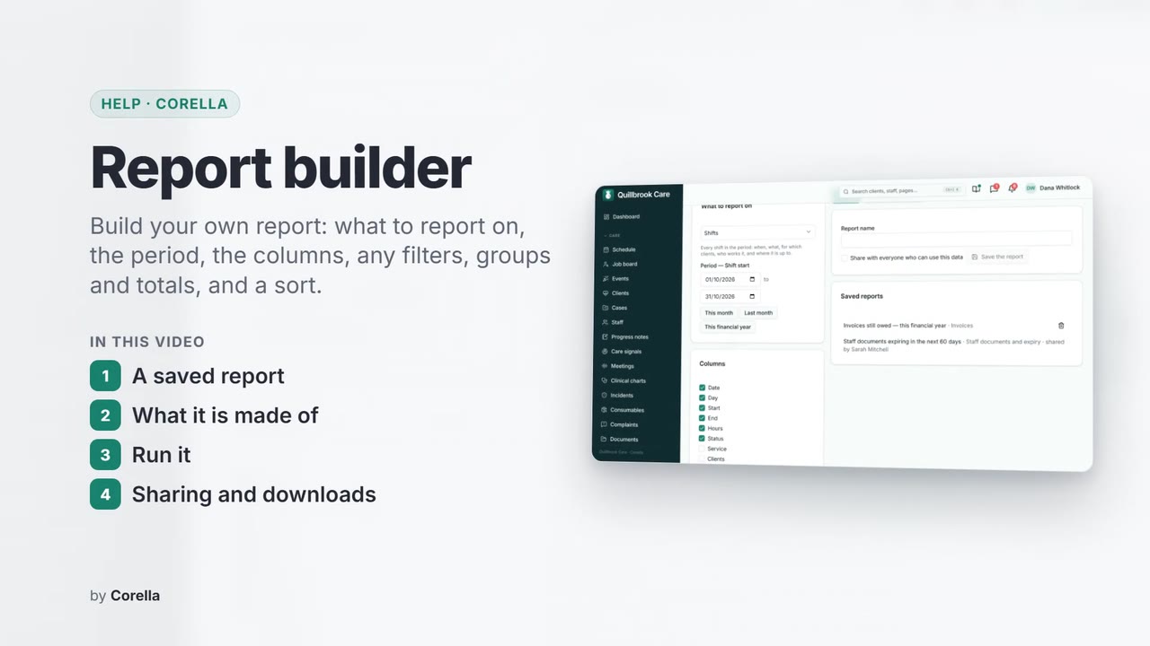 Report builder: the video's title card