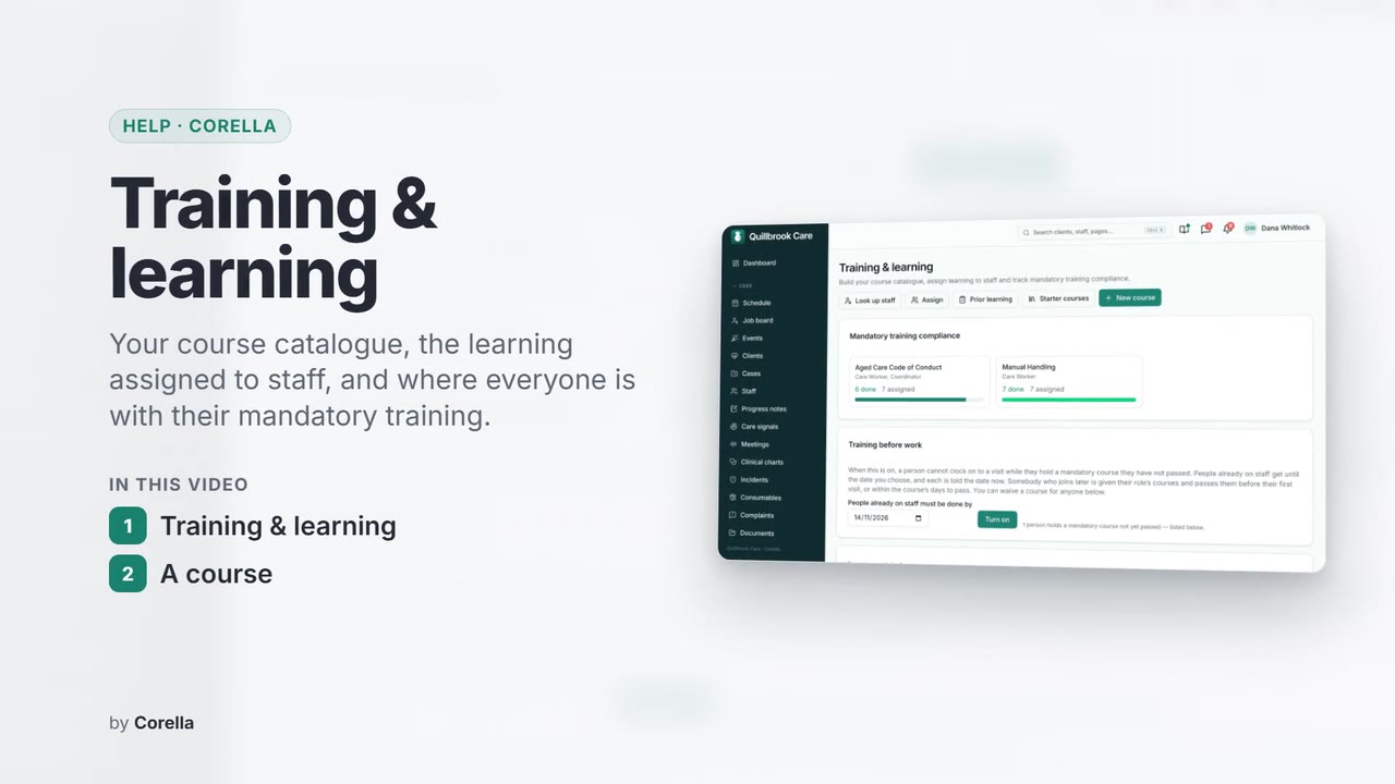 Training & learning: the video's title card