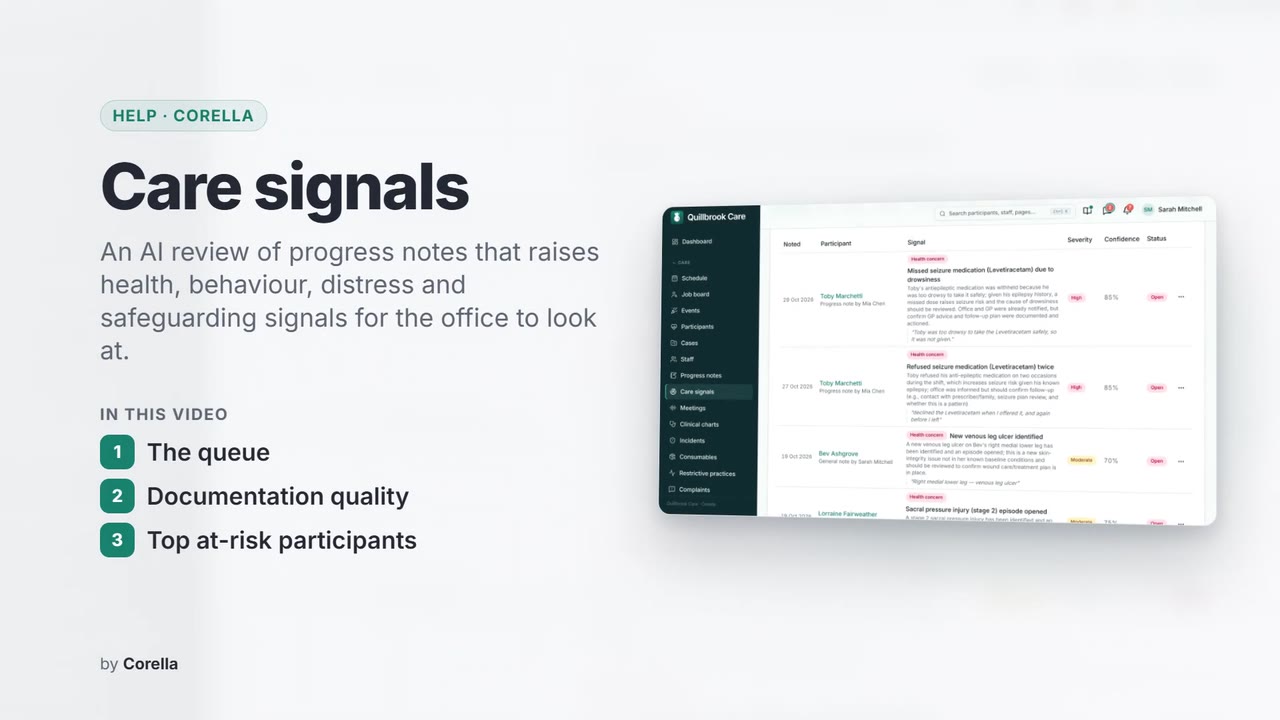 Care signals: the video's title card