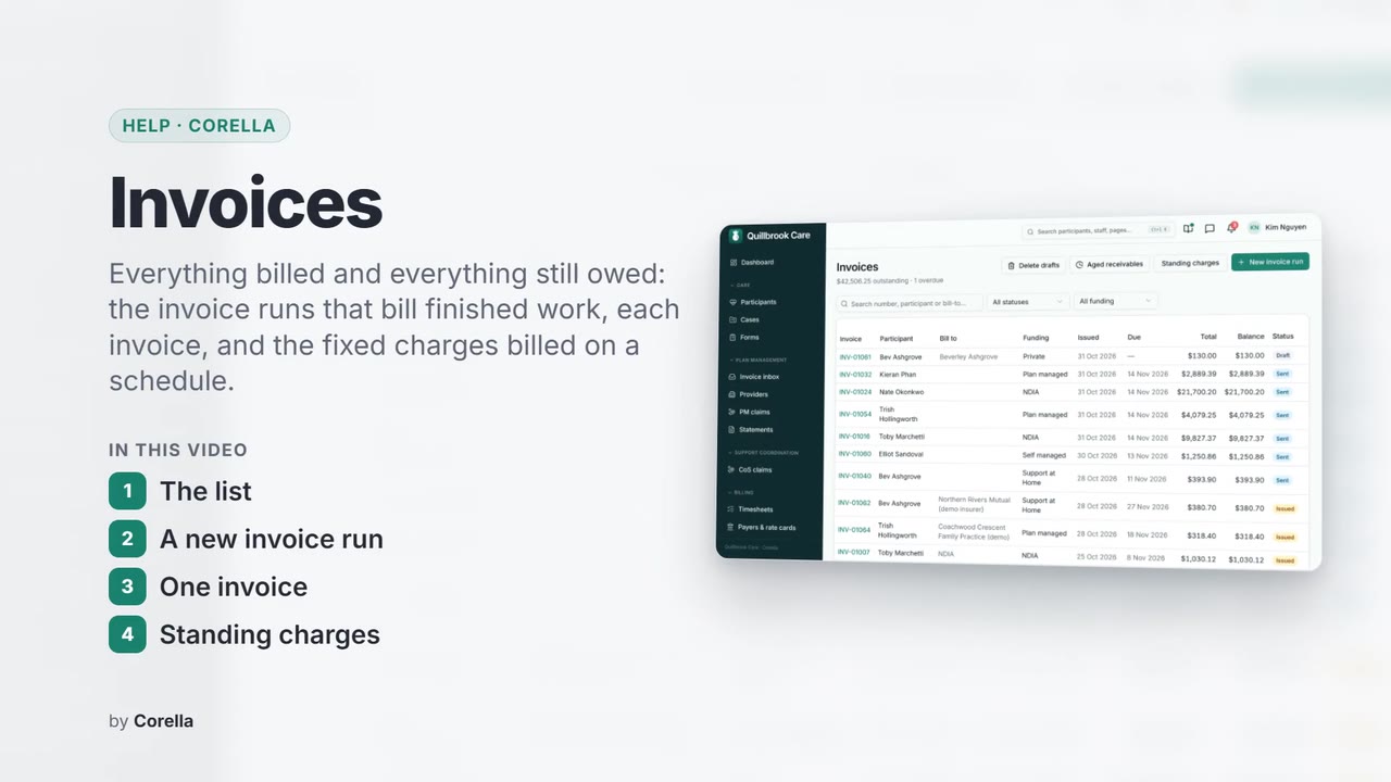 Invoices: the video's title card