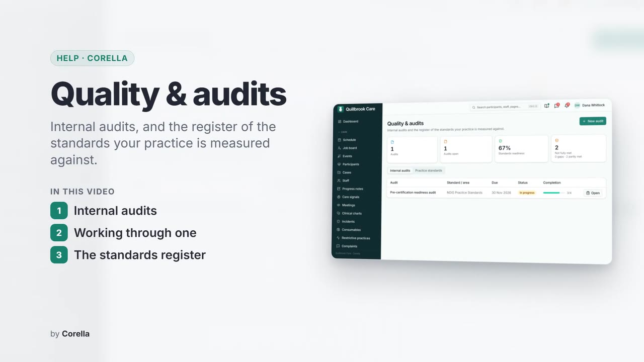 Quality & audits: the video's title card