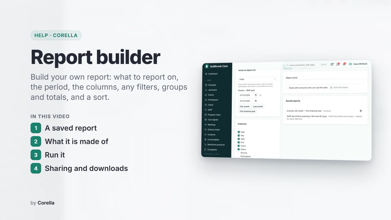 Report builder: the video's title card