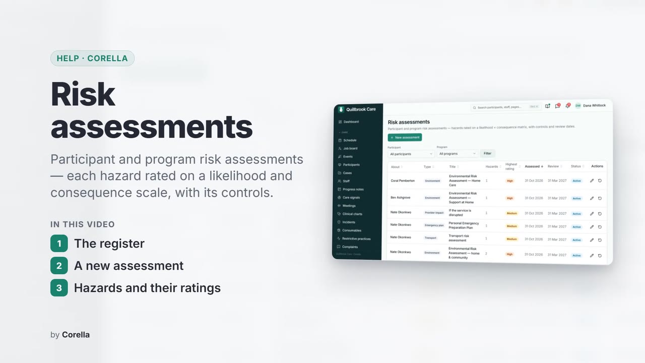 Risk assessments: the video's title card