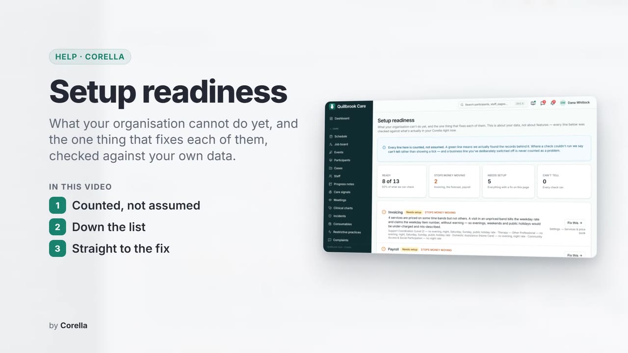 Setup readiness: the video's title card