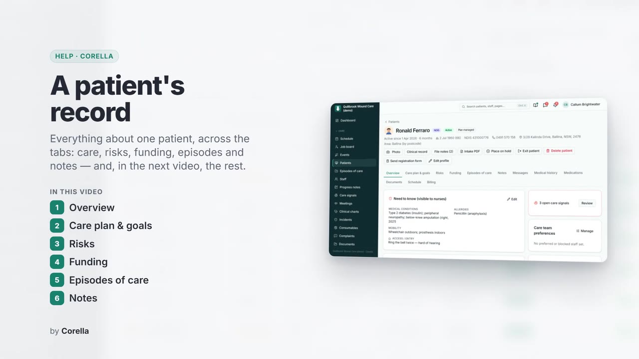 A patient's record: the video's title card
