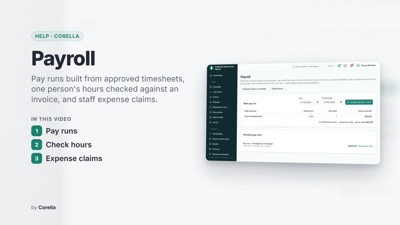 Payroll: the video's title card