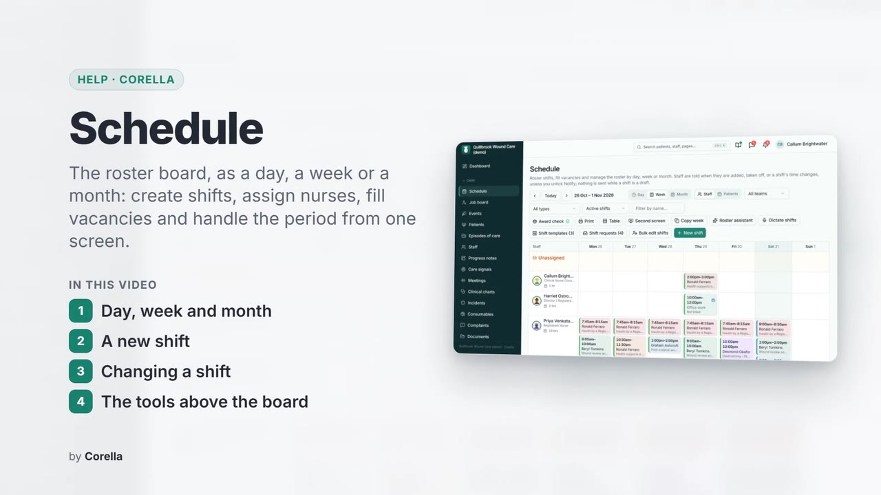 Schedule: the video's title card