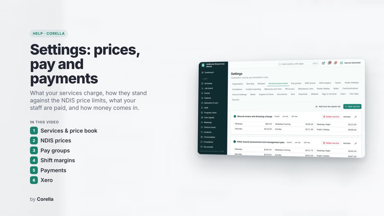 Settings: prices, pay and payments: the video's title card
