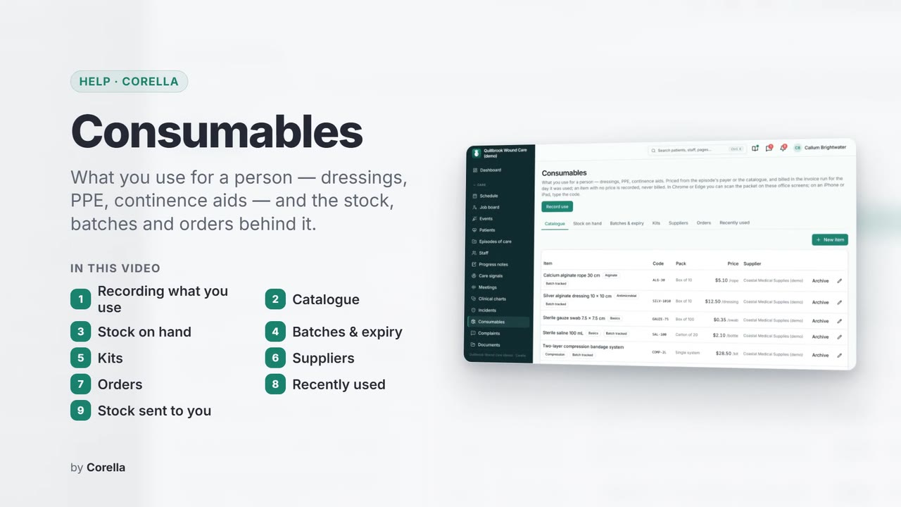 Consumables: the video's title card