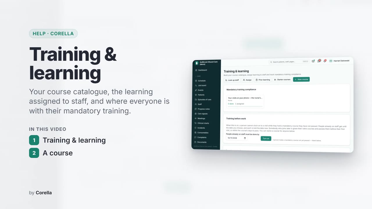 Training & learning: the video's title card